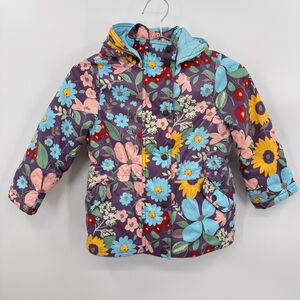 Hanna Andersson Girls Floral Hooded Puffer Jacket Multicolor Insulated Winter 5
